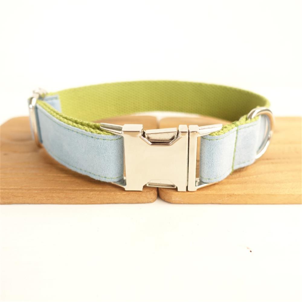 SOFT GREEN BLUE Suede Dog Collar