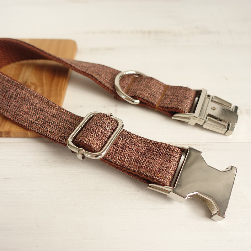 BROWN SUIT Linen Fiber Dog Collar