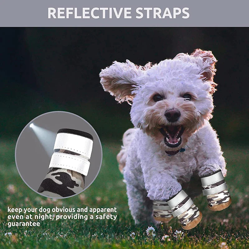 Reflective Straps Rugged Dog Shoes