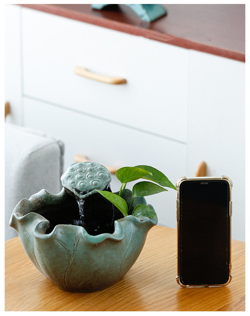 Green Lotus Ceramic Pet Water Fountain
