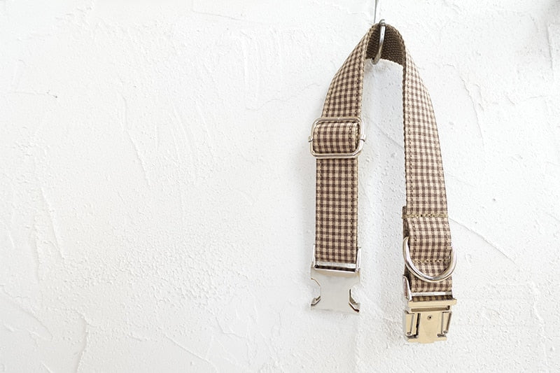 THE COFFEE Plaid Dog Collar