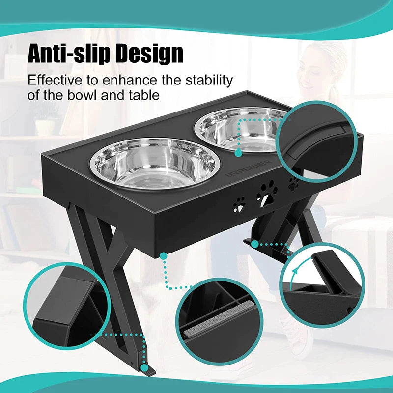 Adjustable 3-height Elevated Dog Feeder