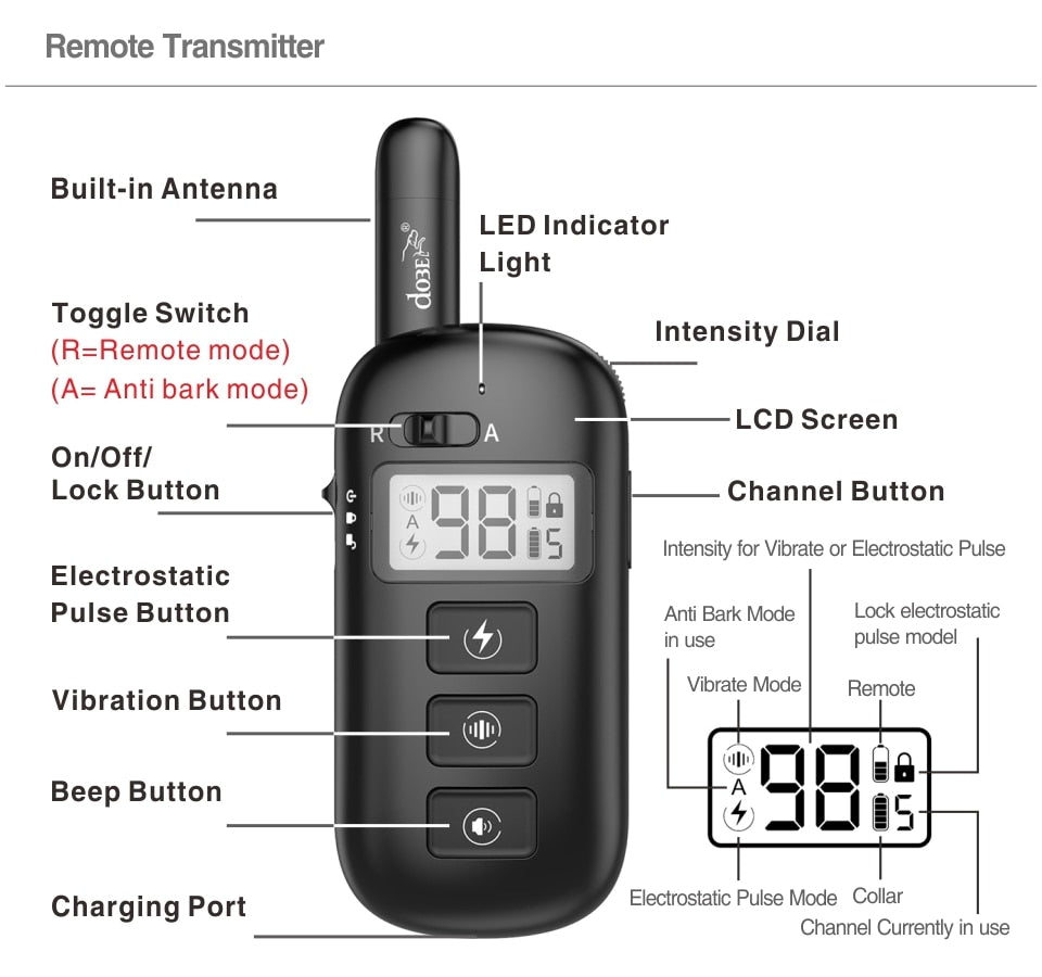 600m Remote Dog Training Bark Collar