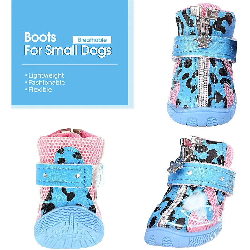 Soft Leather Reflective Small Dog Shoes