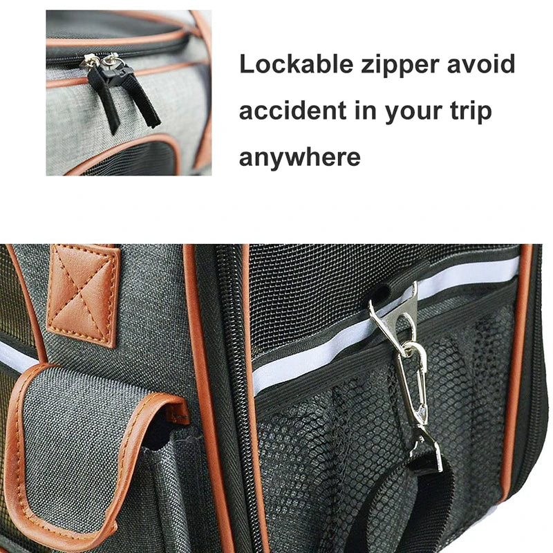PU Handle Lockable Dog Carrier