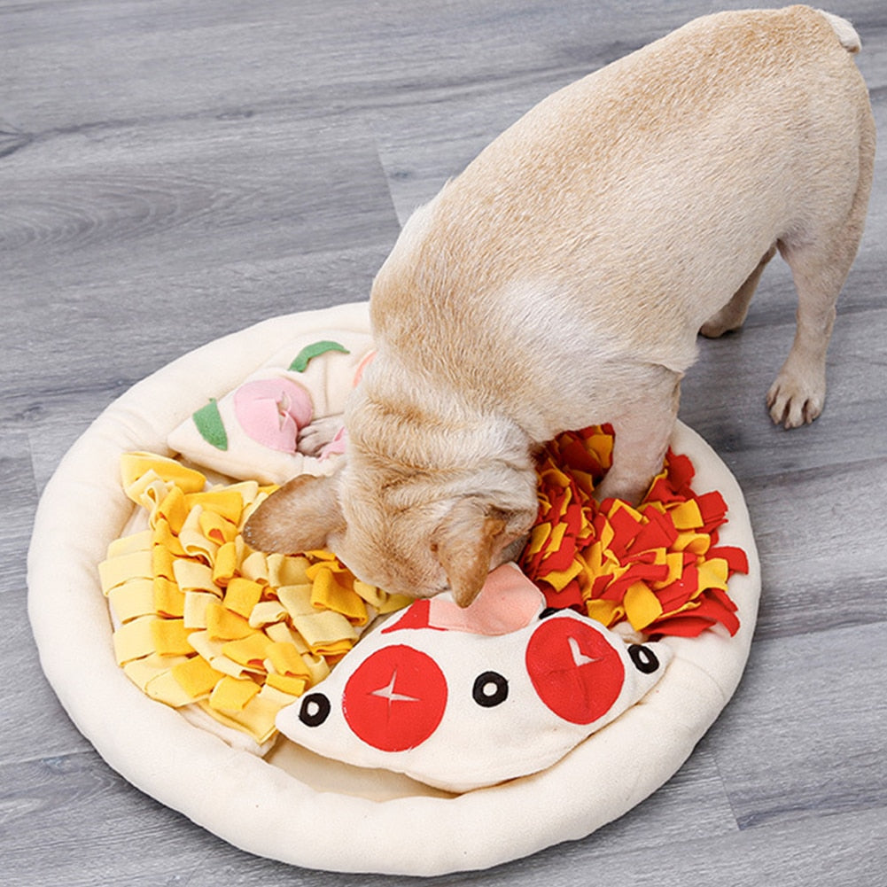 Fleece Round Pizza Dog Snuffle Mat