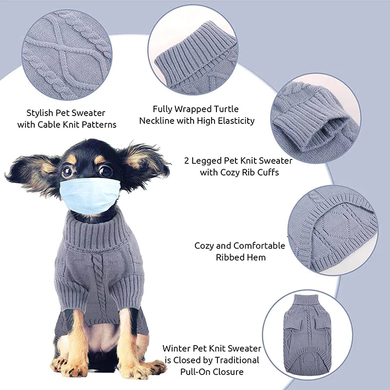 Classic Turtleneck Thick Warm Dog Sweater