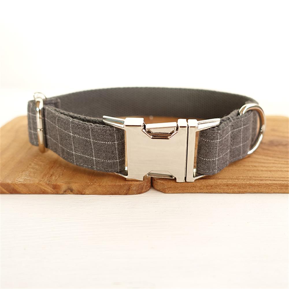 GREY GRID Engraved Dog Collar