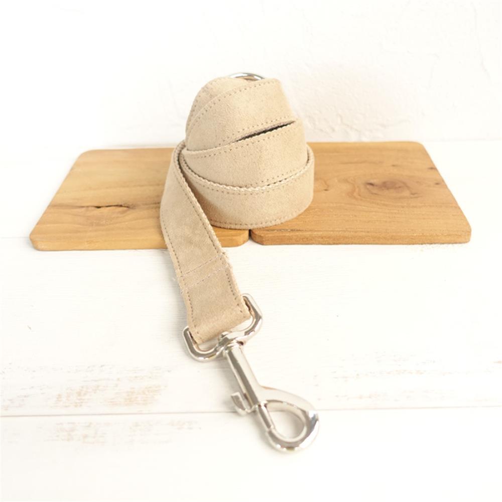 SOFT KHAKI Suede Fabric Dog Collar