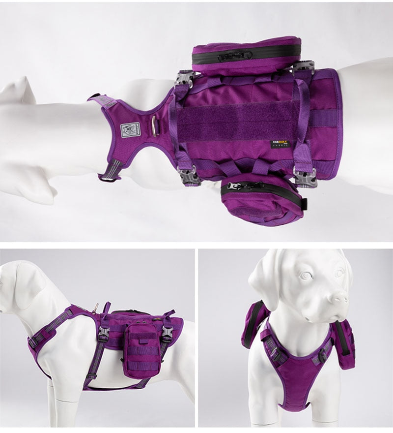 Dog Tactical Waterproof Saddle Bag Harness