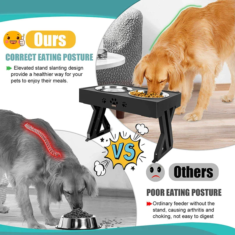 Adjustable 3-height Elevated Dog Feeder