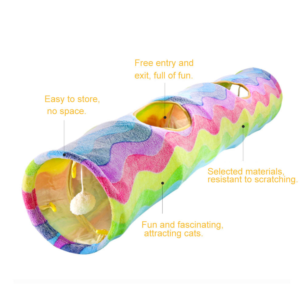 Foldable Rainbow Cat Tunnel