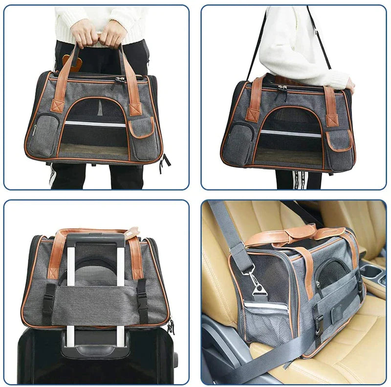 PU Handle Lockable Dog Carrier
