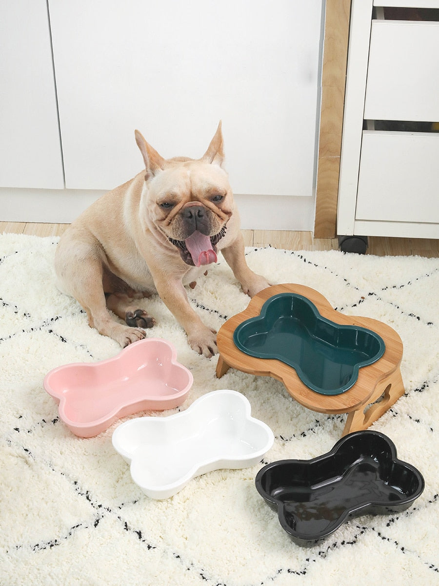 Ceramic Bone Shape Dog Eating Bowl