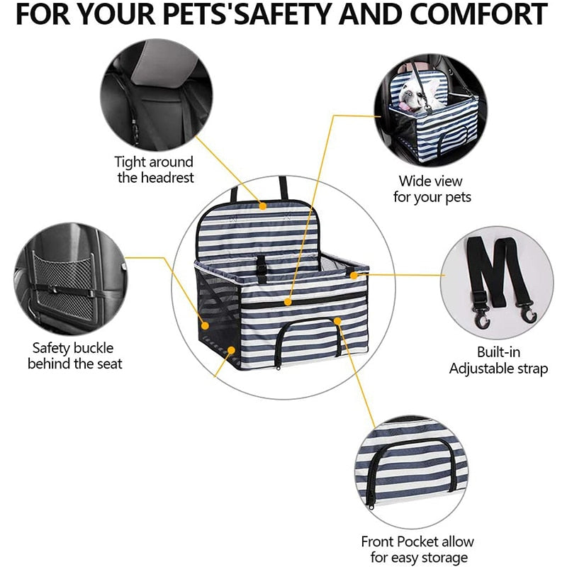 Fashion Striped Dog Car Seat Carrier