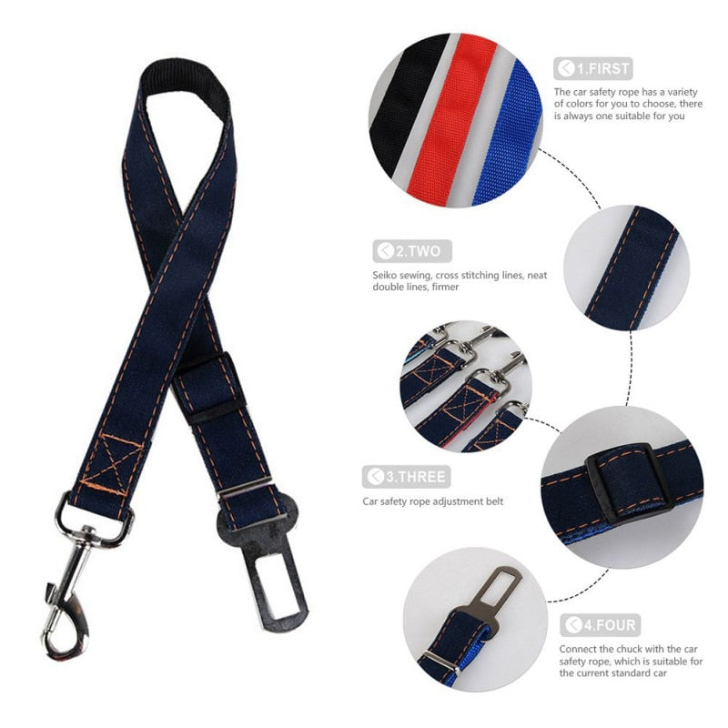 Denim Pet Dog Car Seat Belt