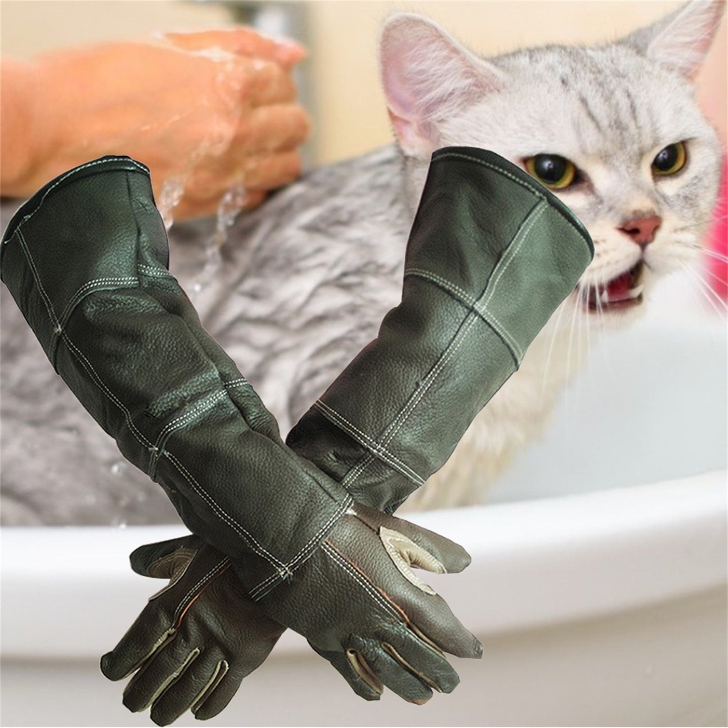 Cowhide Leather Anti Grasping Dog Protective Gloves