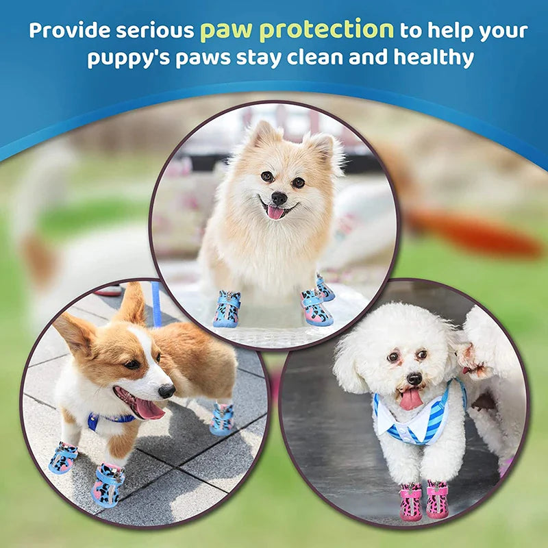 Soft Leather Reflective Small Dog Shoes
