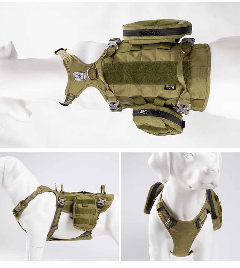 Dog Tactical Waterproof Saddle Bag Harness