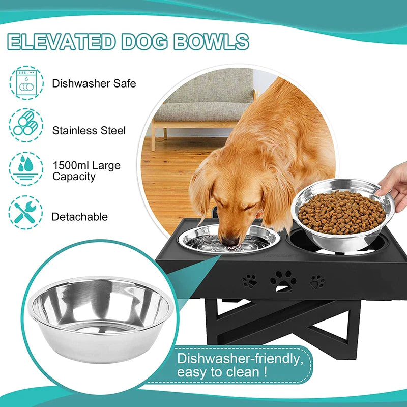 Adjustable 3-height Elevated Dog Feeder