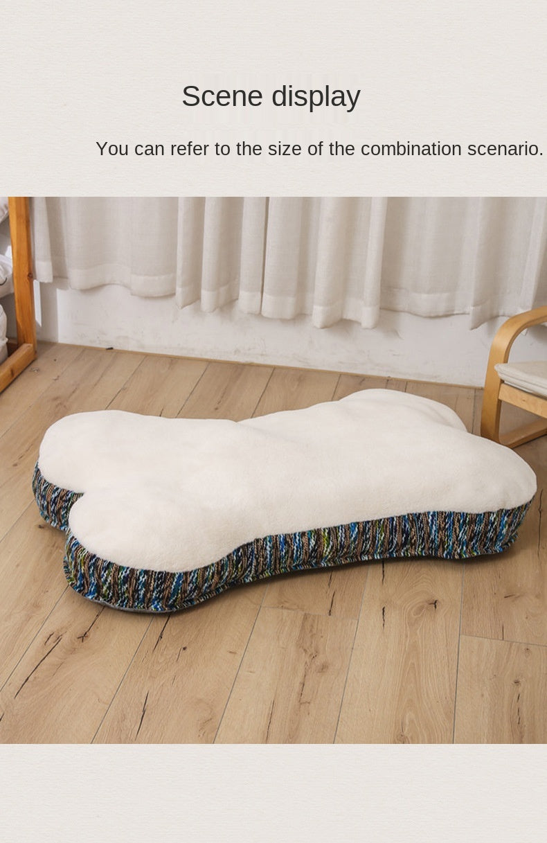 Fluffy Soft Dog Bone Shape Dog Bed