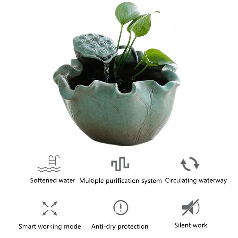 Green Lotus Ceramic Pet Water Fountain