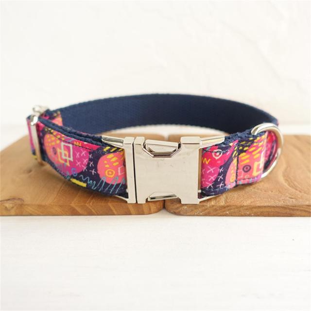 BLUE SCRAWL Engraved Dog Collar