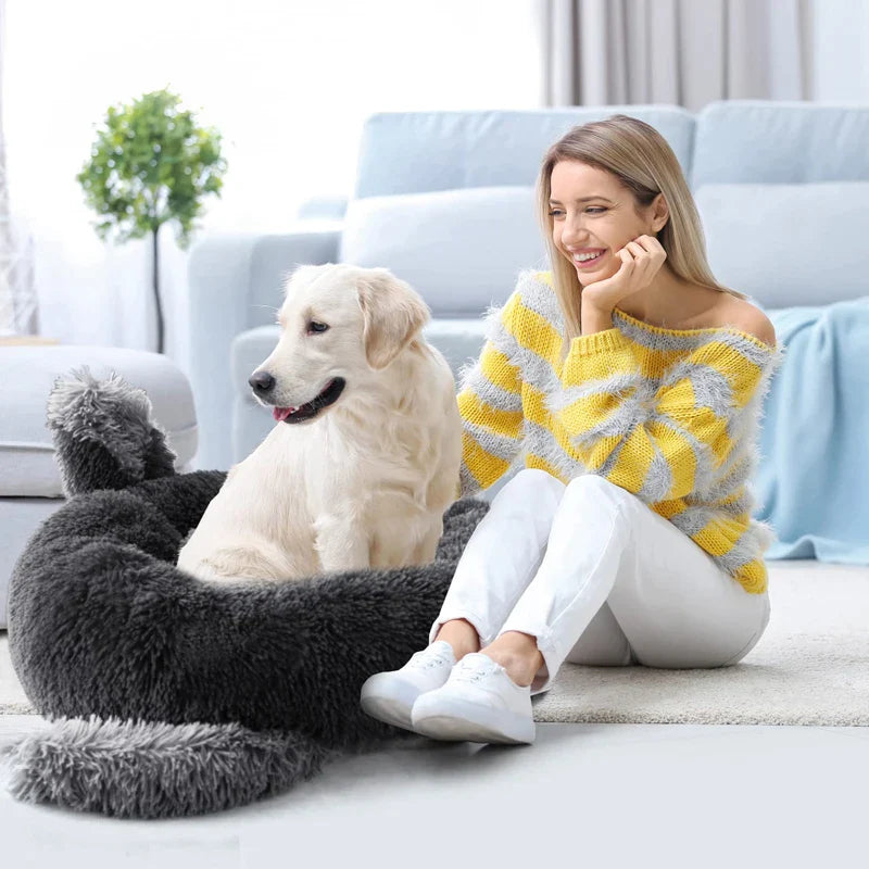Anti Anxiety Fluffy Plush Dog Bed