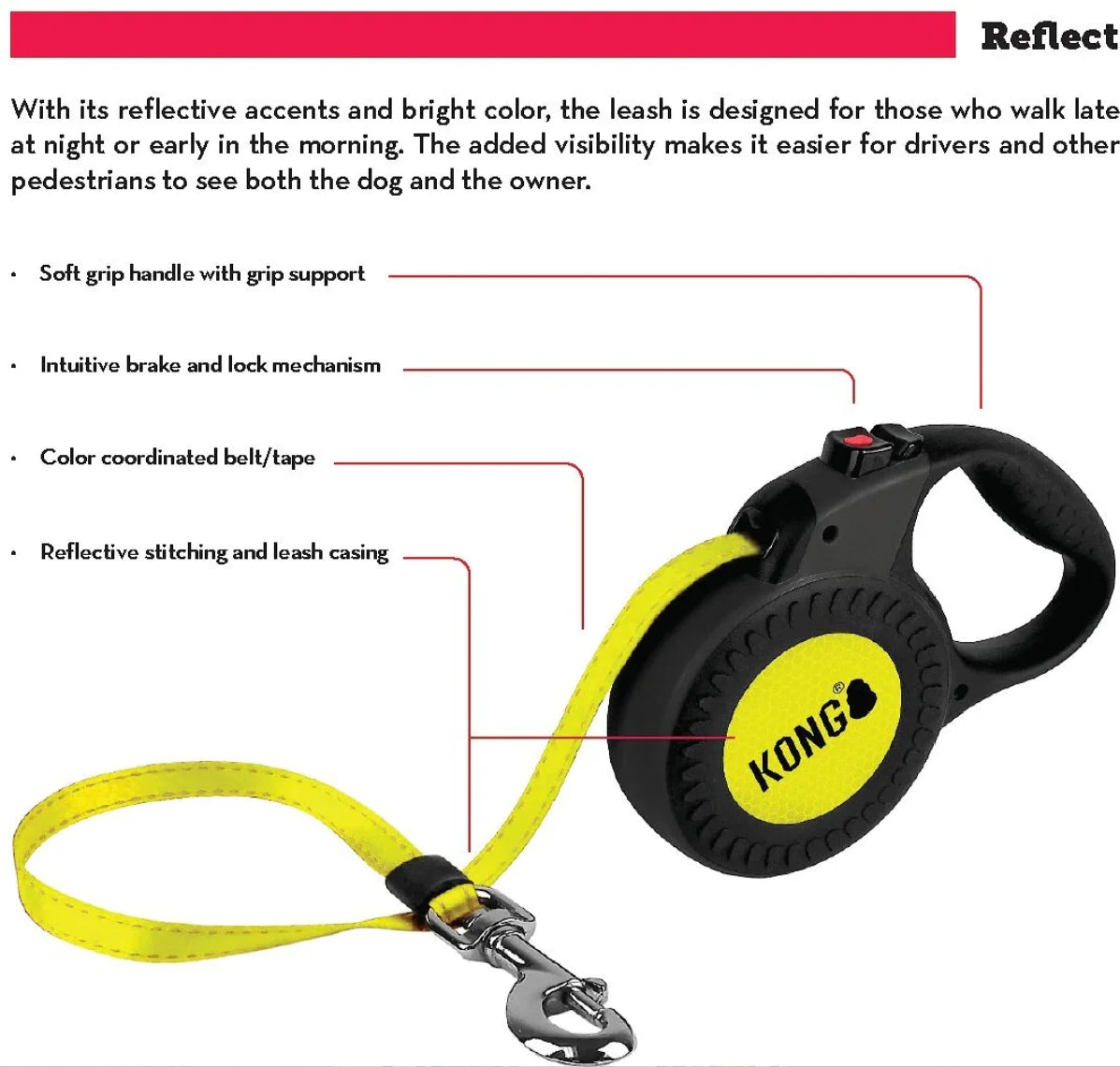 KONG Retractable Reflective Dog Leash