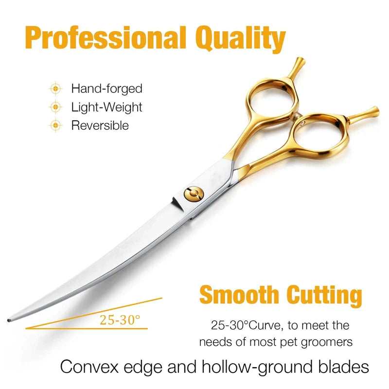 Professional Lightweight Curved Dog Grooming Scissors