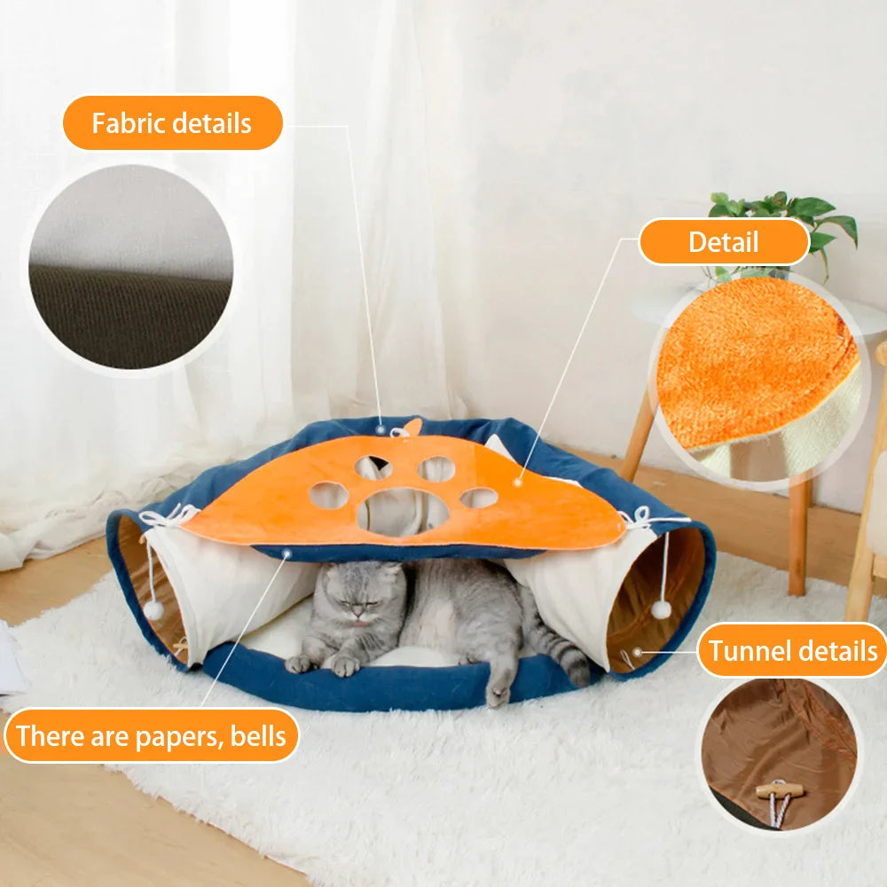 2 in 1 Large Cat Tunnel With Cushion