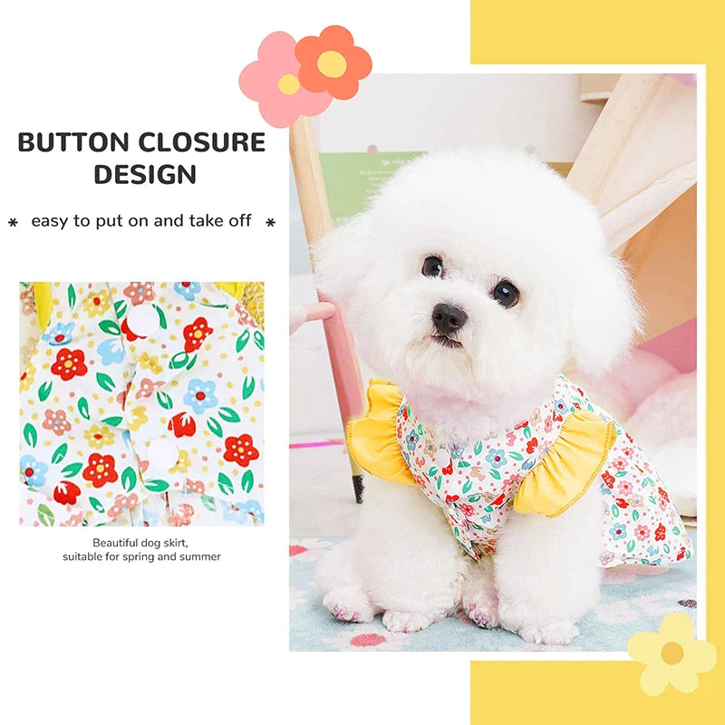 Cute Floral Dog Dress With D Ring