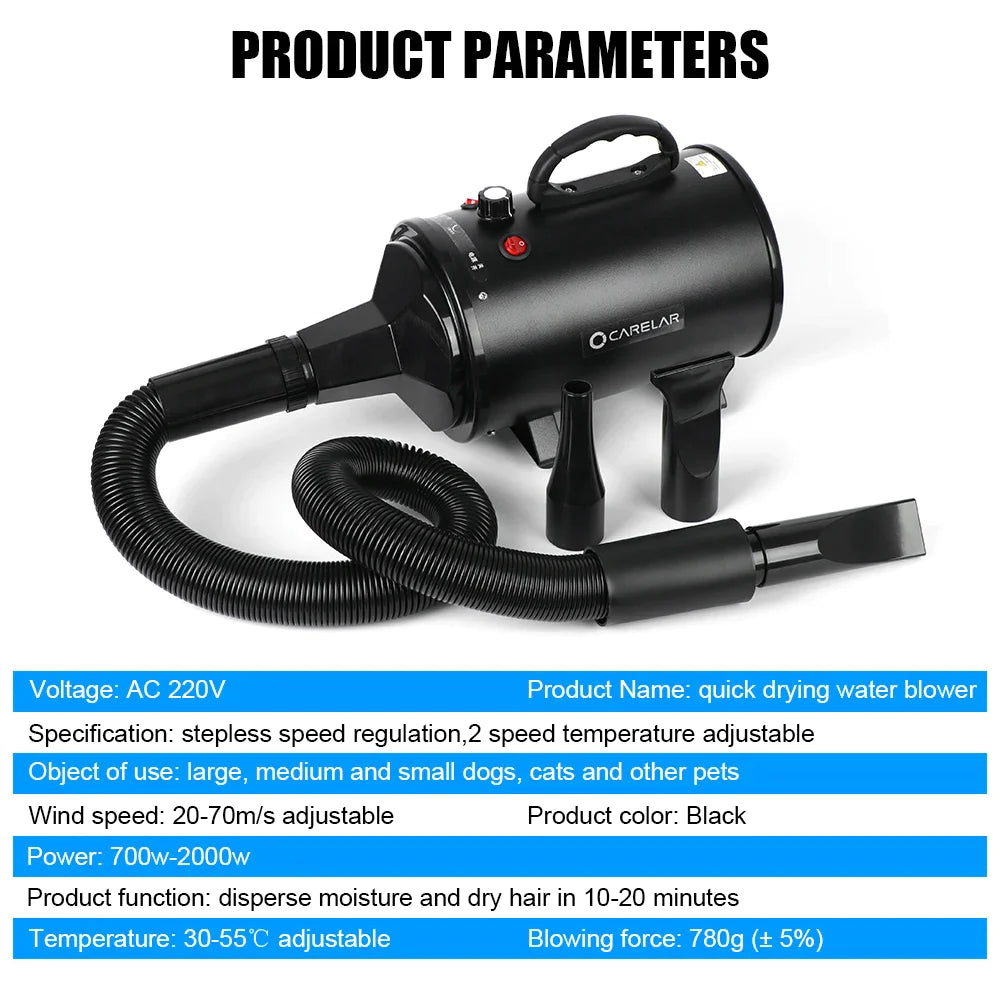 2200W Adjustable Pet Hair Dryer
