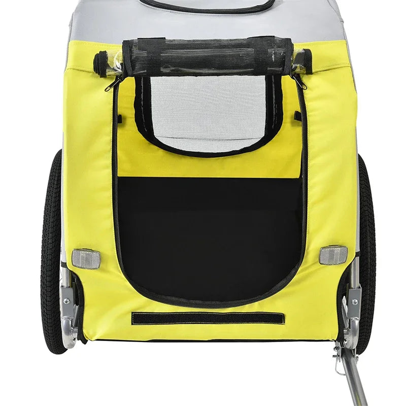 Yellow Foldable Dog Bicycle Trailer
