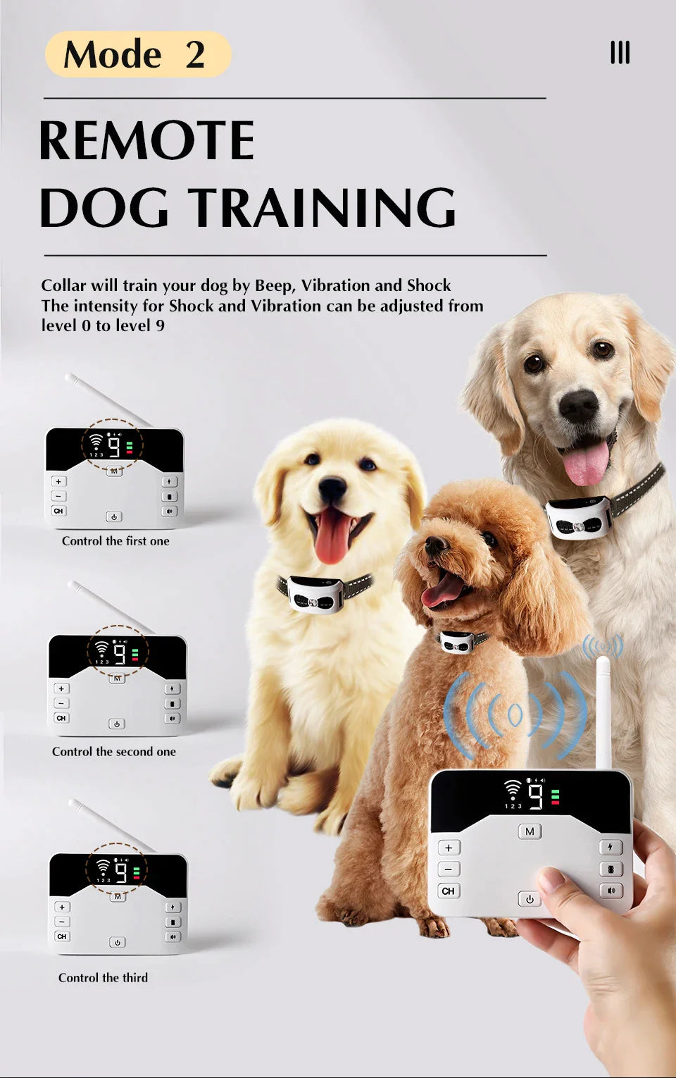 2 Function In 1 Dog Wireless Fence Training Collar