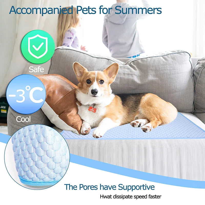Cold Fabric Ice Silk Dog Cooling Mat