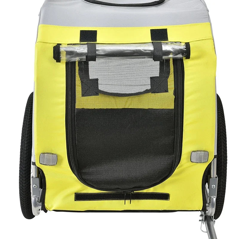 Yellow Foldable Dog Bicycle Trailer