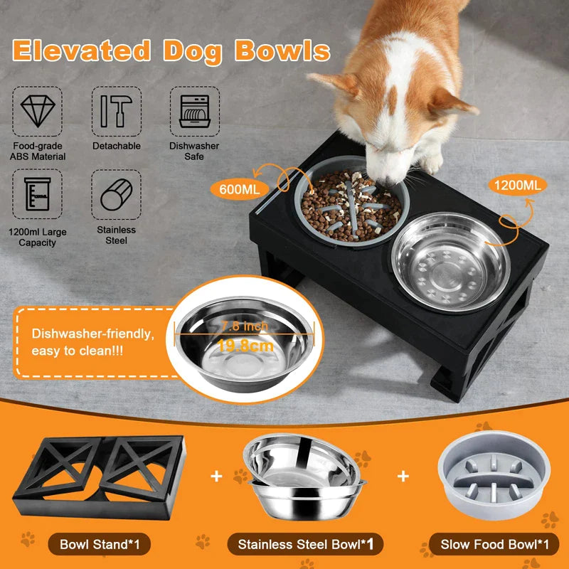 15° Tilted Elevated Dog Bowl Feeders