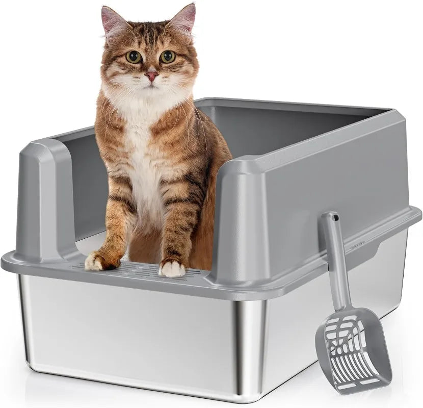 Large Stainless Steel Cat Litter Box