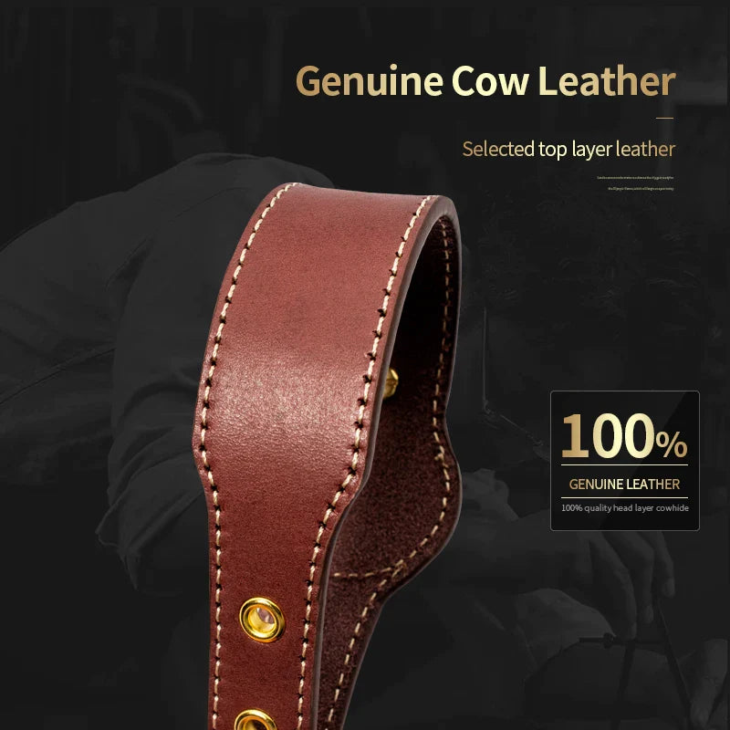 Luxury Genuine Leather Pet AirTag Collar