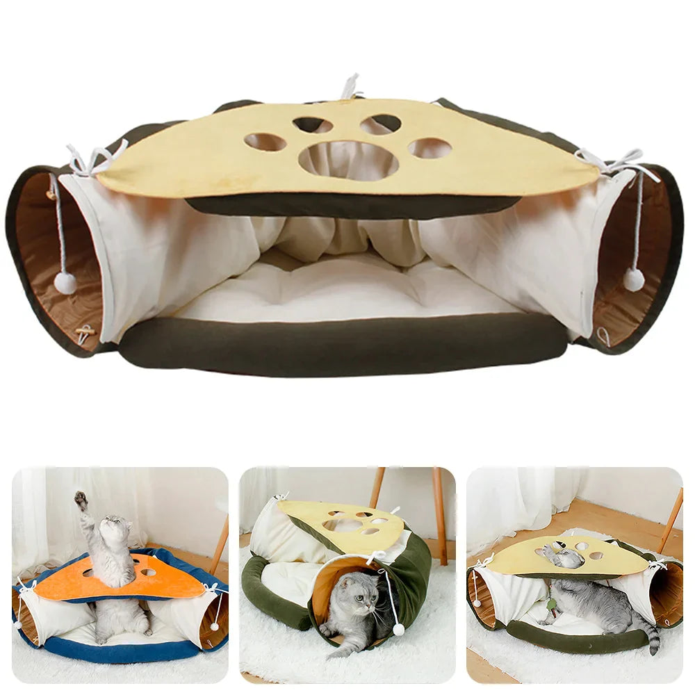 2 in 1 Large Cat Tunnel With Cushion