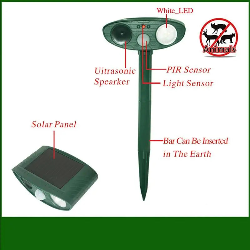 Ultrasonic Solar Power Rechargeable Pet Repeller