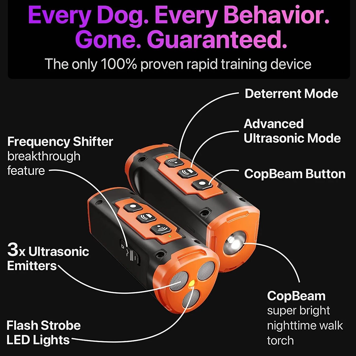 Ultrasonic Dog Repeller Device With LED Flashlight