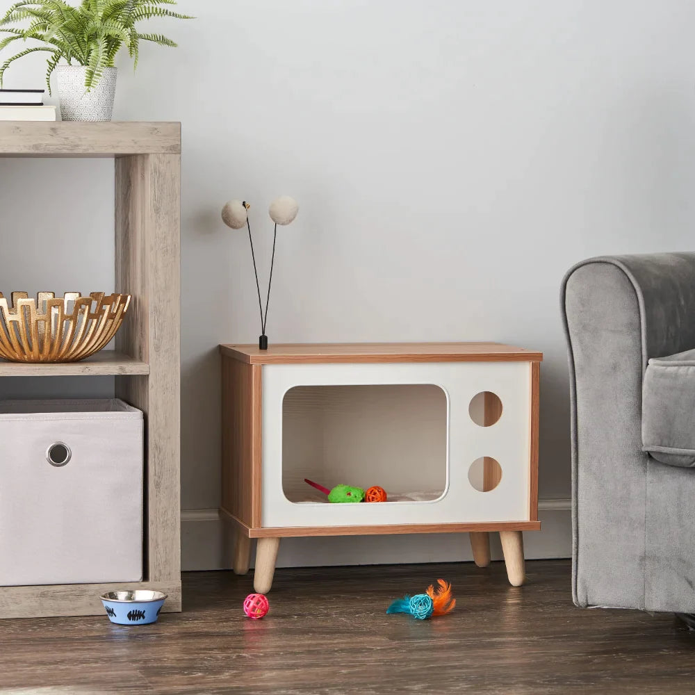 Vibrant Retro TV Cat Condo