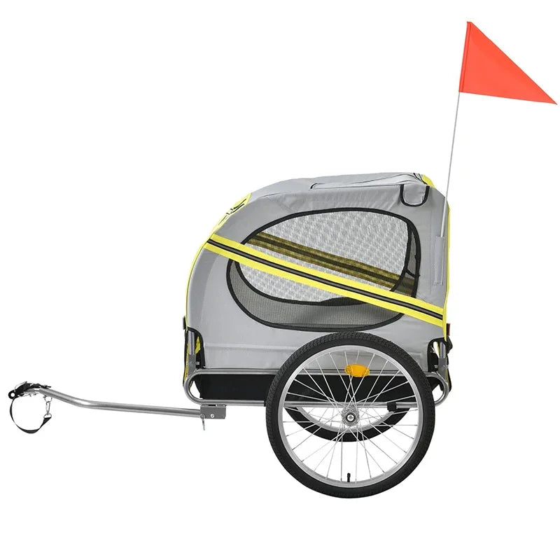 Yellow Foldable Dog Bicycle Trailer