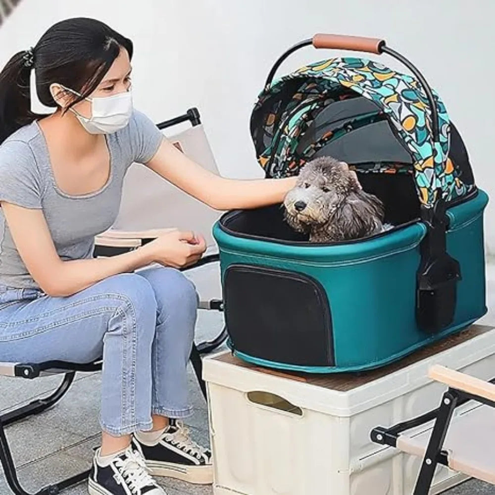 Leather Handle Pet Carrier & Stroller