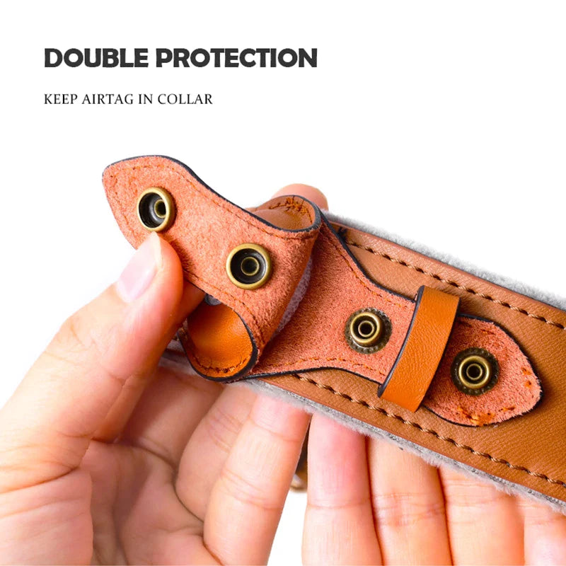 Leather Dog Chest Strap AirTag Harness