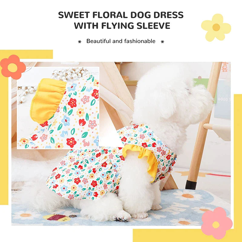 Cute Floral Dog Dress With D Ring