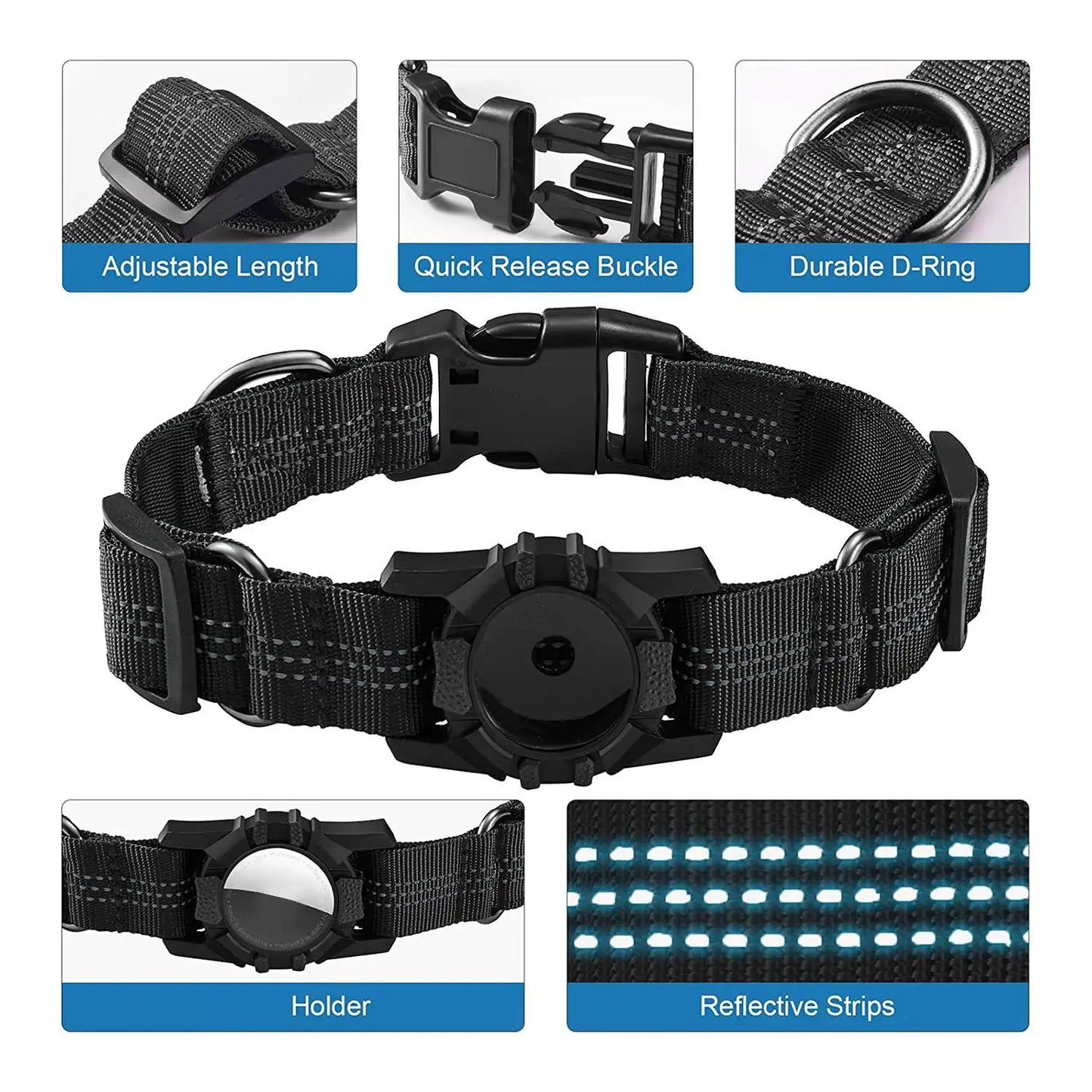 1000D Nylon Heavy Duty Dog AirTag Collar
