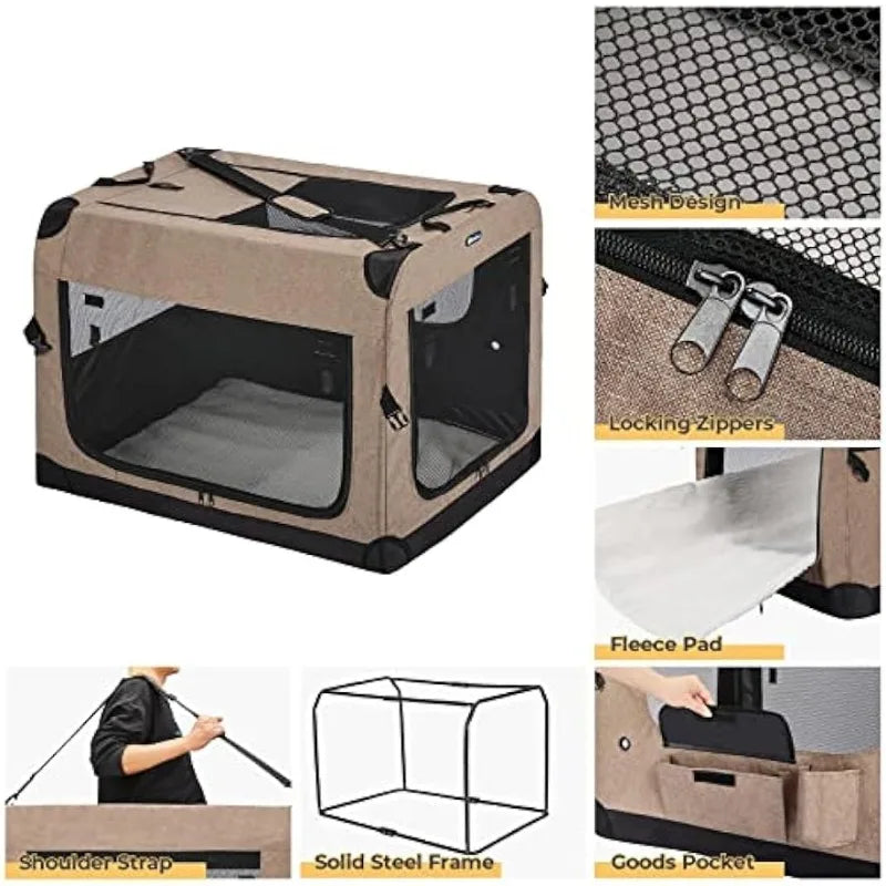 3-Door Folding Soft Dog Kennel